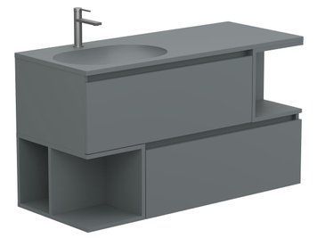 Тумба підвісна URBAN Сіра soft-touch з умивальником NEW YORK 1200 L Miraggio 8815640 фото