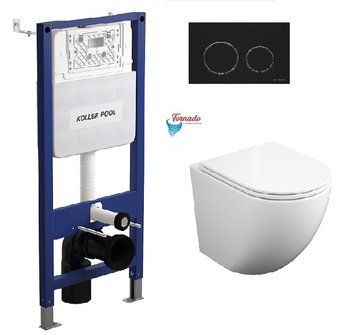 Інсталяція KollerPool AQUA LINE + TWIST Black панель змиву + підвісний унітаз ROUND з сидінням Soft-close ( змив Tornado ) 817dca06-2eda-11ef-bb6b-a0423f42a789 фото