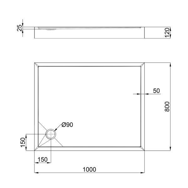 Душовий піддон Qtap Tern 301812C 100x80x12 см + сифон TERN301812C фото