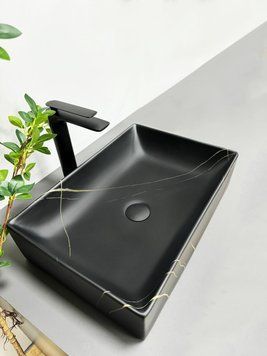 Умивальник (раковина) VBI LATINA BLACK STONE MATT накладний VBI-013103 фото