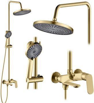 Душовий гарнітур REA MARCO BRUSHED GOLD з виливом REA-P8548 фото