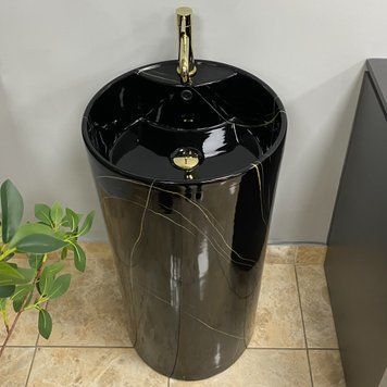 Умивальник (раковина) VBI BOLONIA M BLACK MARBLE підлоговий VBI-019026 фото