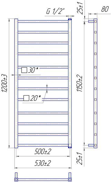 Рушникосушка Мario Токіо&nbsp;1200х530/500&nbsp;чорний&nbsp;мат 133453 фото