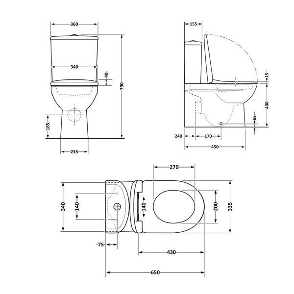 Унітаз-компакт Qtap Presto безобідковий з сідінням Soft-close QT24221217AW PRECRM1088SP5SET фото