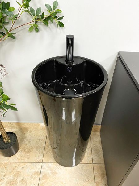 Умивальник (раковина) VBI BOLONIA BLACK GLOSSY підлоговий VBI-019018 фото