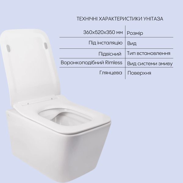 Комплект Qtap Crow 2 в 1: унітаз підвісний Rimless + біде підвісне QT05335170W47434 фото