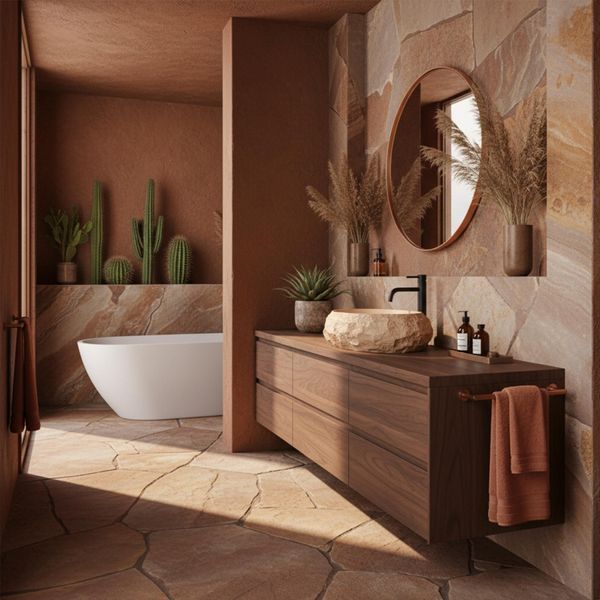 умивальник Rea Mika Light Terracotta 50x38 матовий, бежевий, імітація каменю (REA-U7348) REA-U7348 фото