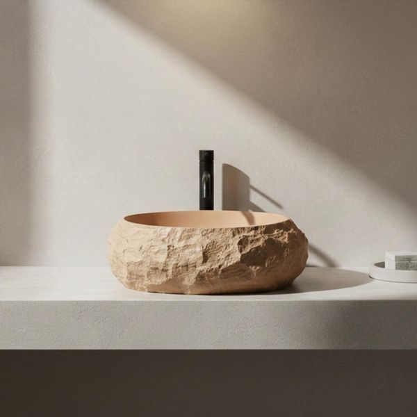 умивальник Rea Mika Light Terracotta 50x38 матовий, бежевий, імітація каменю (REA-U7348) REA-U7348 фото