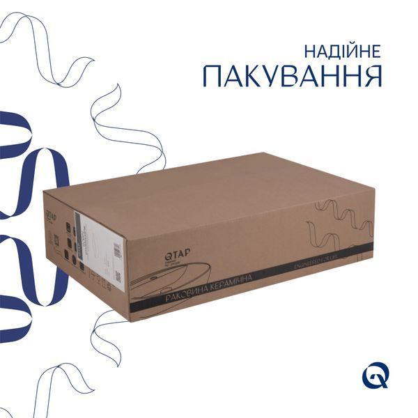 Комплект Qtap Robin: Раковина накладна прамокутна 600x390x150 мм White + Донний клапан PU02 QT13112143PWN47297 фото
