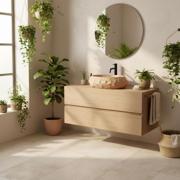 умивальник Rea Mika Light Terracotta 50x38 матовий, бежевий, імітація каменю (REA-U7348) REA-U7348 фото