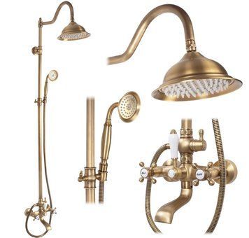 Душовий гарнітур REA BERGAMO ANTIQUE BRONZE з виливом REA-P5002 фото