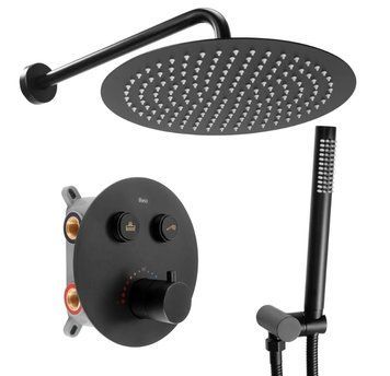 Душова система REA LUNGO BLACK з термостатом + BOX прихованого монтажу REA-P8549 фото