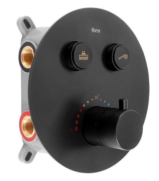 Душова система REA LUNGO BLACK з термостатом + BOX прихованого монтажу REA-P8549 фото
