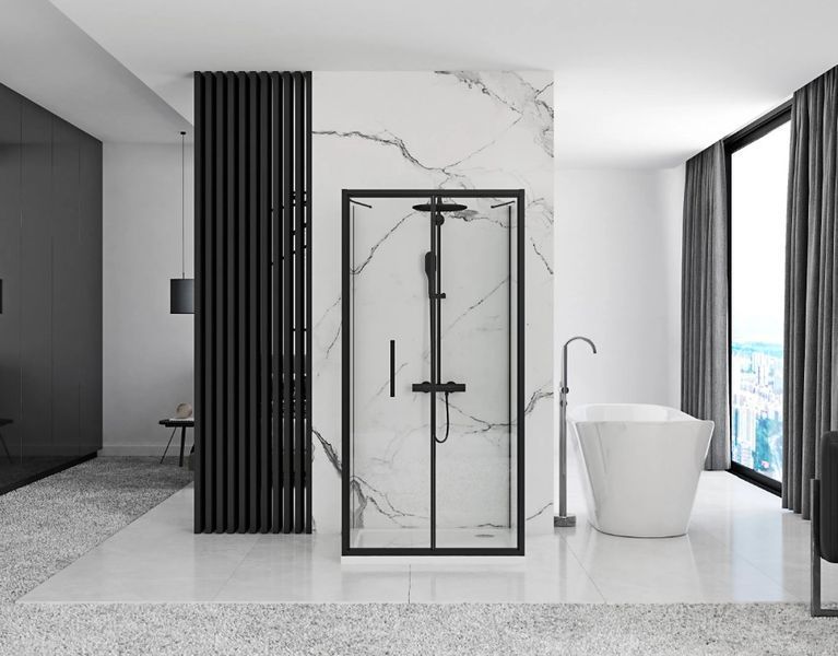 Душова кабіна REA RAPID FOLD 100х80 BLACK пристінна REA-KPL-09916 фото