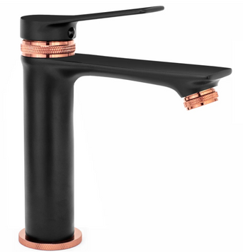Змішувач для раковини (умивальника) REA VIRAL BLACK ROSE GOLD низький * REA-B2025 фото