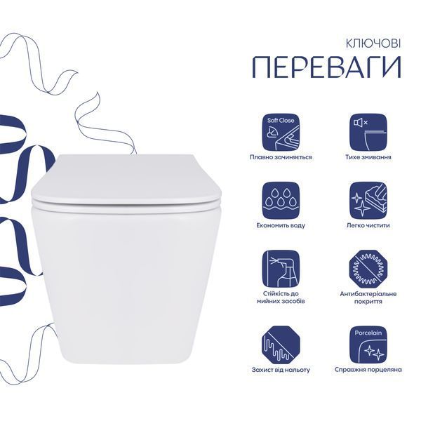 Унітаз підвісний Qtap Tern із сидінням Soft-close QT17332303ASW QT17332303ASW фото
