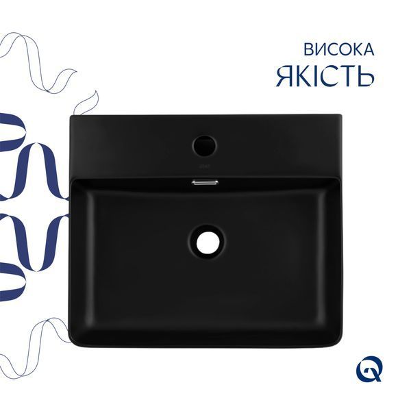 Раковина Qtap Nando LT 500х420х130 Matt black QT12116146AMB QT12116146AMB фото