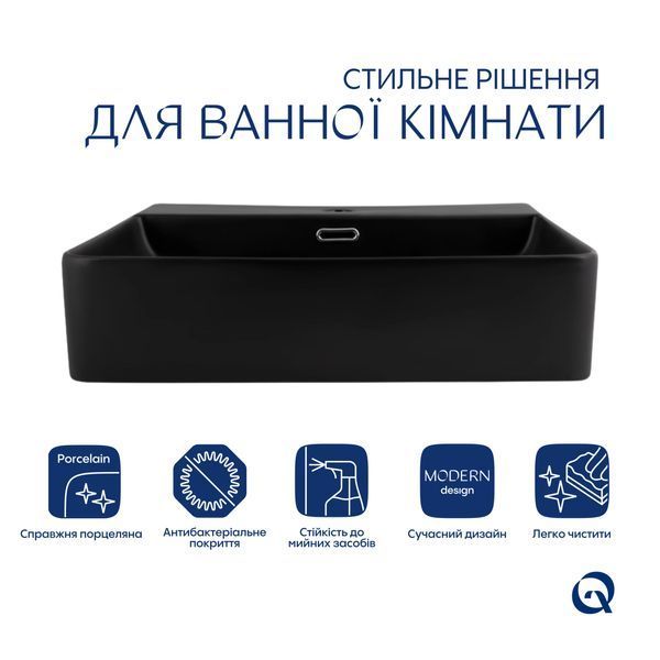 Раковина Qtap Nando LT 500х420х130 Matt black QT12116146AMB QT12116146AMB фото