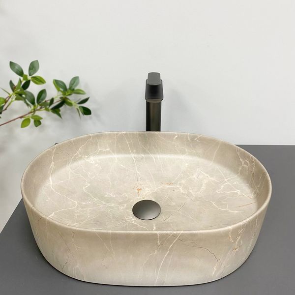 Умивальник (раковина) VBI VERONA 50 BEIGE STONE MATT накладний VBI-011325 фото