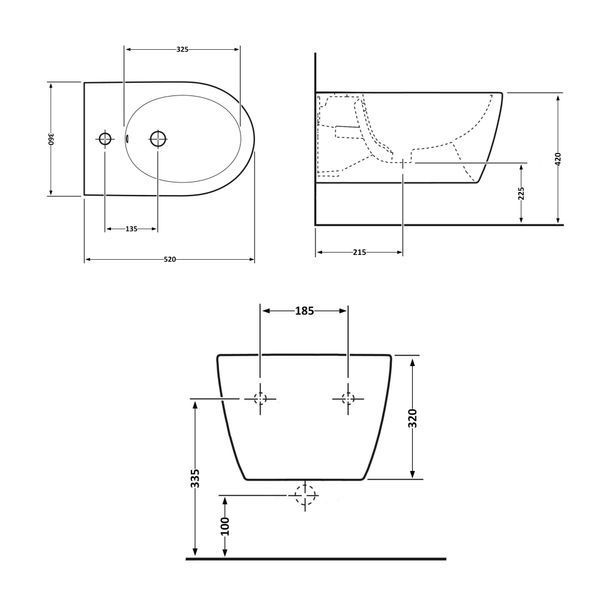 Біде підвісне Qtap Jay 520х360х320 White QT07555376W QT07555376W фото