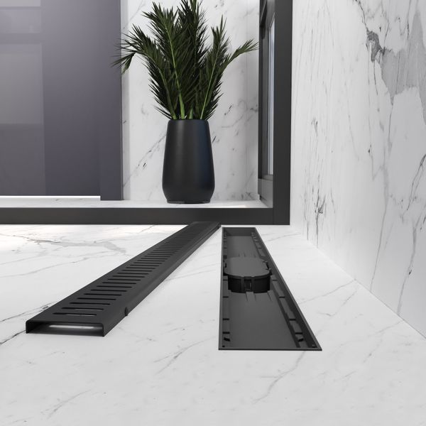 Трап лінійний AQUA 80cм та решіткою Line mattblack 1901160613 фото