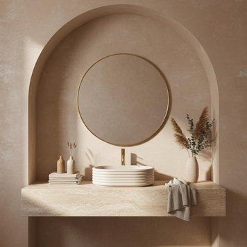умивальник Rea Nicoletta Beige 50x36 матовий, бежевий, імітація каменю (REA-U7346) REA-U7346 фото