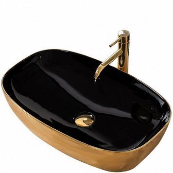 умивальник Rea Rich 38,5x60,5 black/gold (REA-U9600) REA-U9600 фото