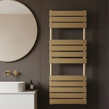Водяна дизайнерська рушникосушка Rastas Faro 1200&times;450 мм &mdash; Brushed Light Gold (RR-FR1200450BB) RR-FR1200450BB фото