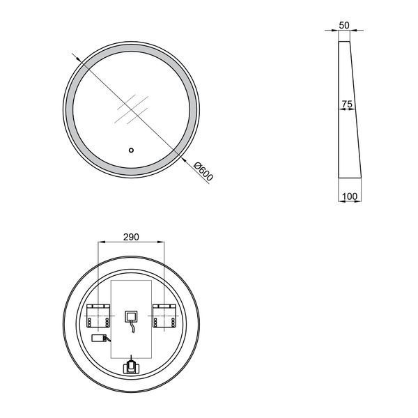Дзеркало Qtap Robin R600 з LED-підсвічуванням Touch, з антизапотіванням, з димером, рег. темп. кольору (3000-6500K) QT13786501B QT13786501B фото