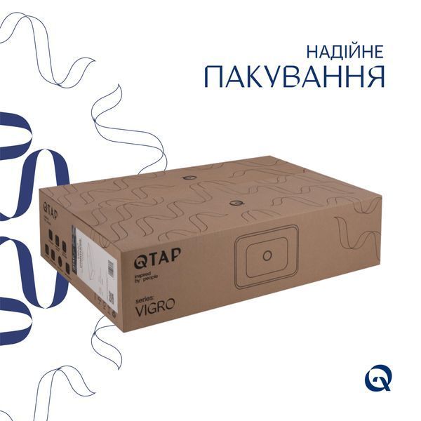 Раковина накладна Qtap Virgo N прямокутна без донного клапана WHITE QT18116308W QT18116308W фото