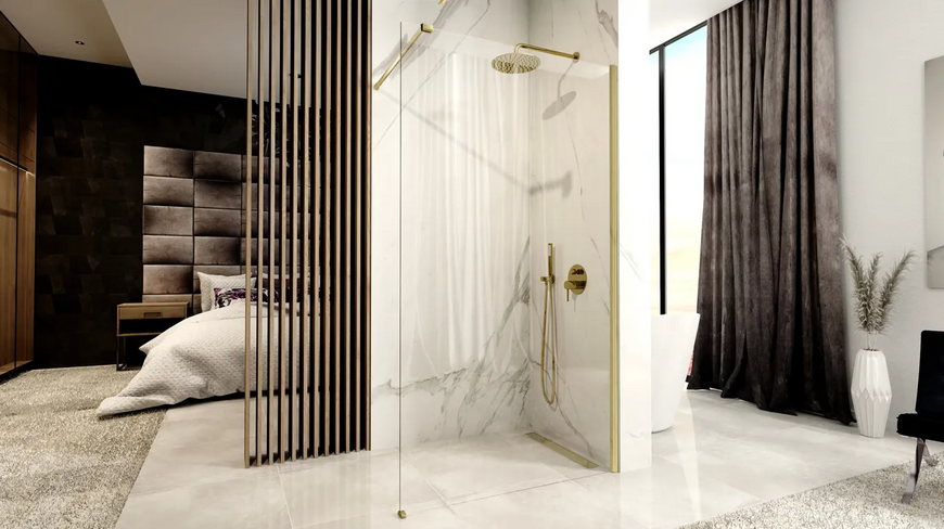 Душова стінка REA AERO 100 BRUSHED GOLD REA-K4701 фото