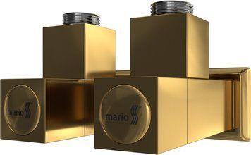 Комплект кутових кранів з квадратним корпусом Mario золото 141588 фото