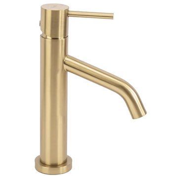 Змішувач для раковини (умивальника) REA LEVEL BRUSHED GOLD матове золото низький REA-B6218 фото