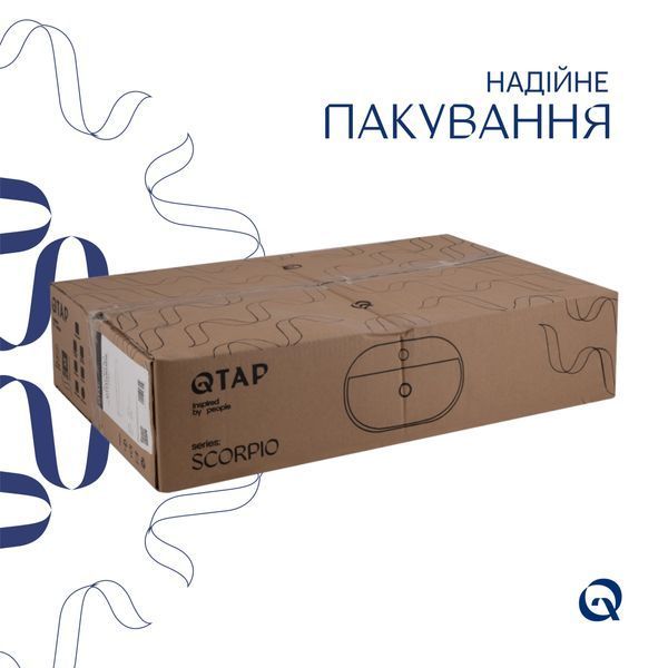 Комплект Qtap Scorpio: Раковина накладна овальна 600х400х120 мм White + Донний клапан PU02 QT14112203WN47315 фото