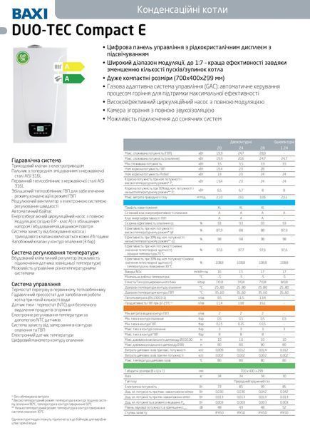 Газовий котел BAXI DUO-TEC COMPACT Е 20 кВт, 2-оконтурний, конденсаційний 49762 фото