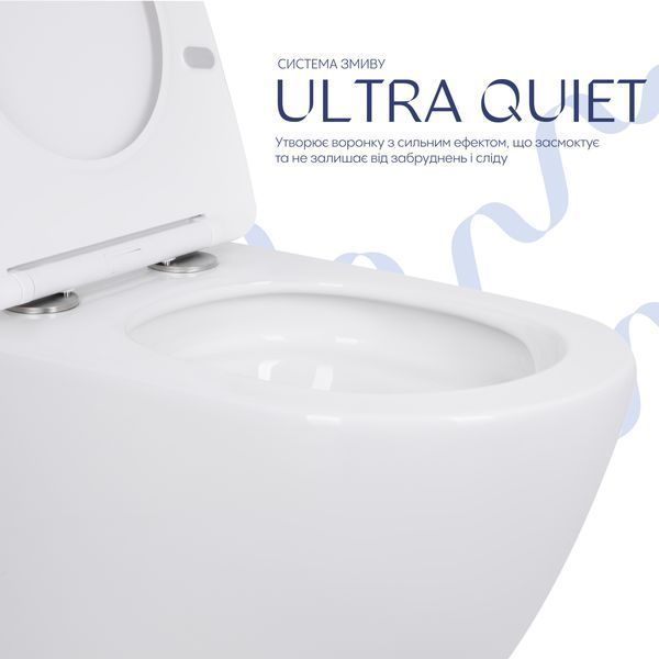 Унітаз підлоговий Qtap Robin безбачковий Ultra Quiet безобідковий безобідковий з сидінням Soft-close WHITE QT13223381AW QT13223381AW фото