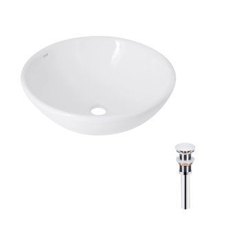 Комплект Qtap Owl: Раковина накладна кругла 400х400х155 мм White + Донний клапан PU02 QT1911K53WN47319 фото