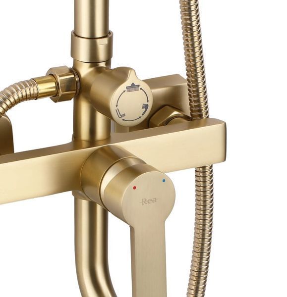Душовий гарнітур REA ARGUS BRUSHED GOLD золотий матовий з виливом REA-P7841 фото