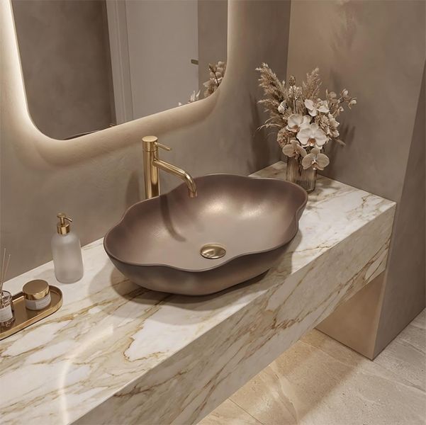 умивальник Rea Pearl Ombre 50,5x38 матовий, бежевий, коричневий (REA-U0629) REA-U0629 фото