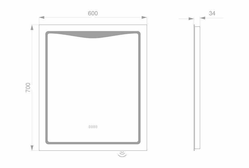 Світлодіодне LED дзеркало LINE 600х700 LN7060LED фото