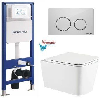 Інсталяція KollerPool AQUA LINE + TWIST White панель змиву + підвісний унітаз KVADRO з сидінням Soft-close ( змив Tornado ) 817dca0c-2eda-11ef-bb6b-a0423f42a789 фото