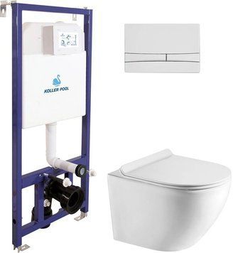 Інсталяція Koller Pool Dune 1200SL + Integro Cosmo White панель змиву + підвісний унітаз Round SMART KP-112-001 + RN-0490-RW + KP-229-003 фото
