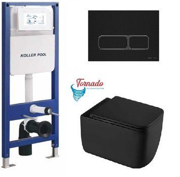 Інсталяція KollerPool AQUA LINE + EDGE Black панель змиву + підвісний унітаз KVADRO START Black matt з сидінням Soft-close ( змив Tornado ) 8604ebff-2f12-11ef-bb6b-a0423f42a789 фото