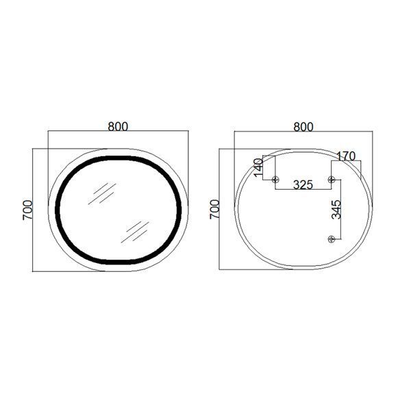 Дзеркало Qtap Gemini 800х700 з LED-підсвічуванням Touch, з антизапотіванням, з димером, рег. темп. кольору (3000-6500K) Reverse QT2578R8070 QT2578R8070 фото