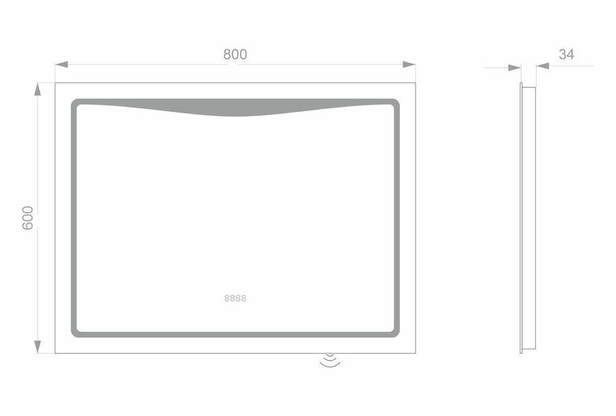 Світлодіодне LED дзеркало LINE 800х600 LN6080LED фото