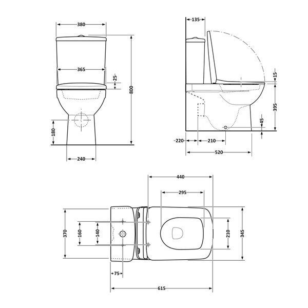 Унітаз підлоговий Qtap Aries Rimless безобідковий з сидінням Soft-close WHITE QT03228302W QT03228302W фото