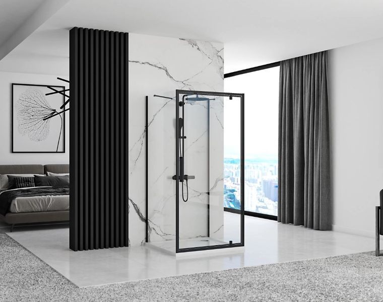 Душова кабіна REA RAPID SWING 120х90 BLACK пристінна REA-KPL-009962 фото