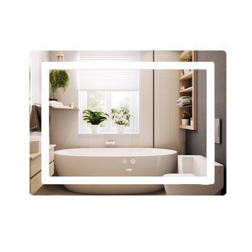 Дзеркало Lidz Kubis (KU2) 900х700 з LED-підсвічуванням Touch, з антизапотіванням, з димером, рег. яскравості LD78LF90448452 LD78LF90448452 фото