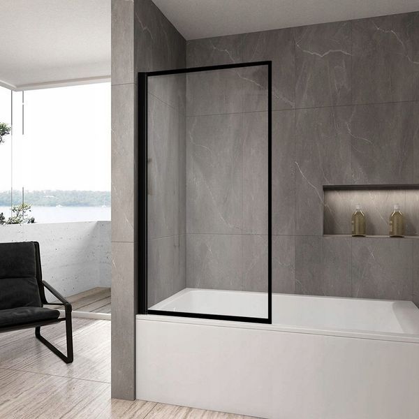 Шторка для ванни REA LAGOS 80 BLACK рухома * REA-K7633 фото