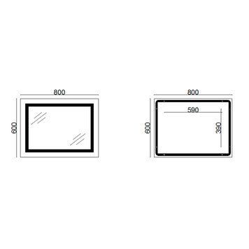 Дзеркало Lidz Kubis 800х600 з LED-підсвічуванням Touch, з антизапотіванням, з димером, рег. яскравості LD78LF9047400 LD78LF9047400 фото